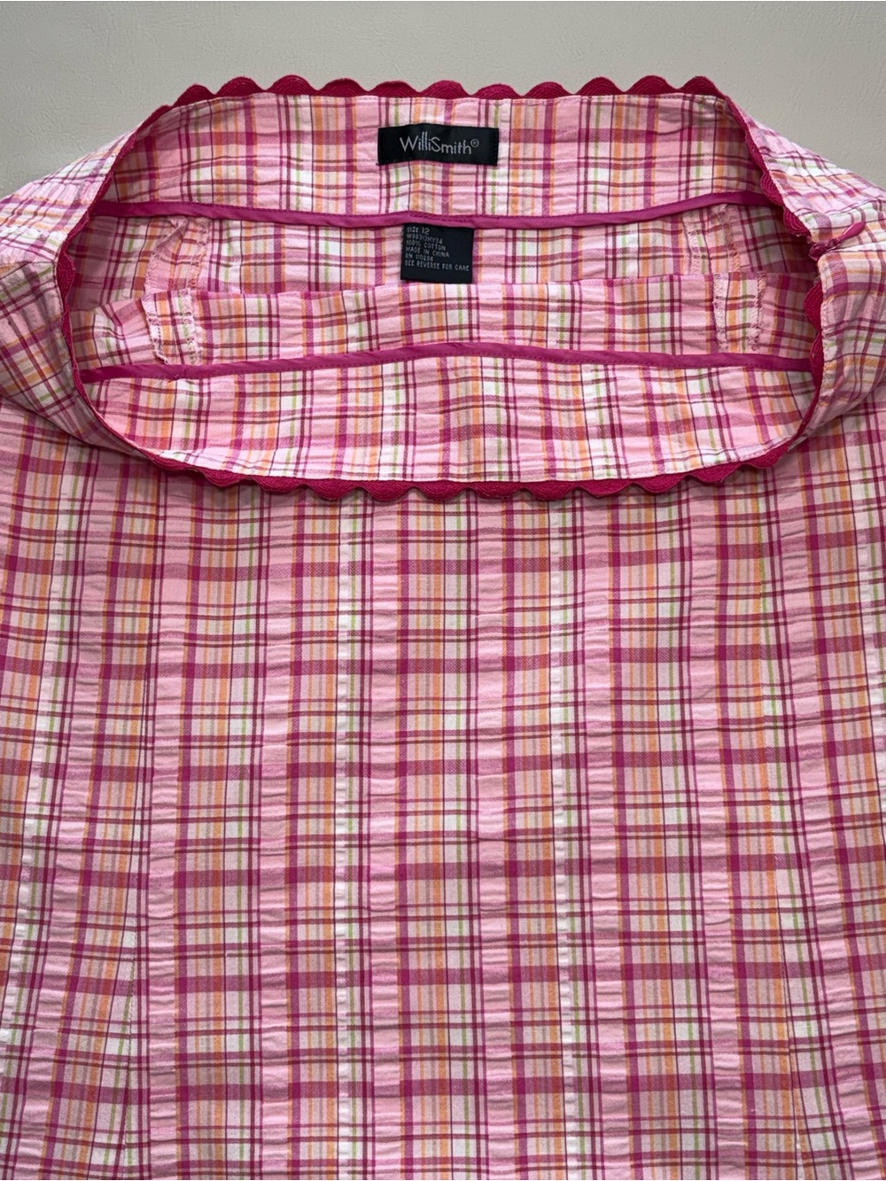 Willi Smith Pink Plaid Skirt with Scalloped Hem - Picture 3 of 9